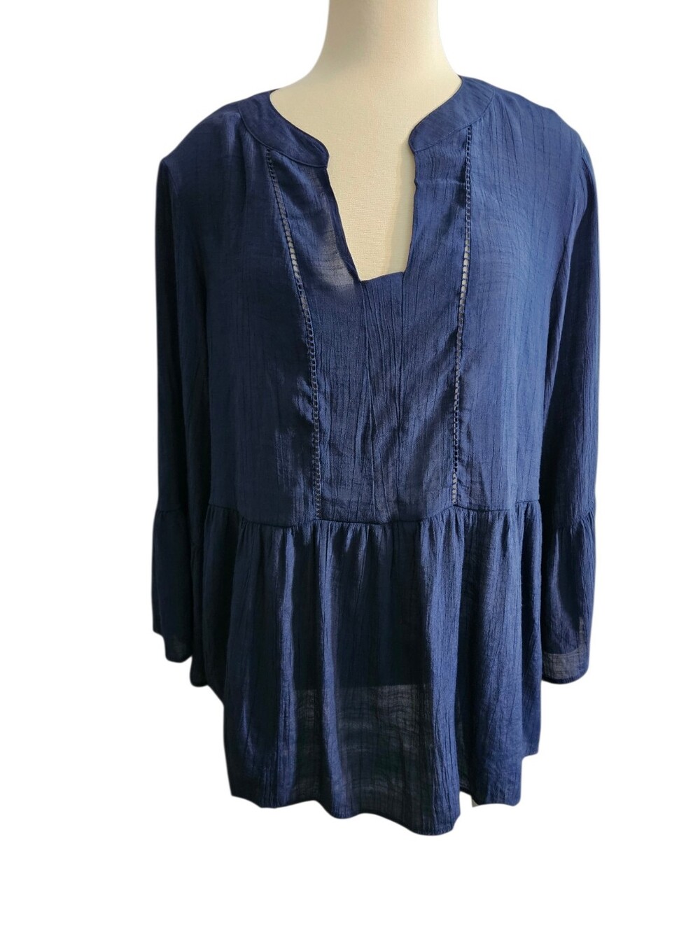 Beautiful Counterparts 2X Women's Navy Peasant Tunic Top